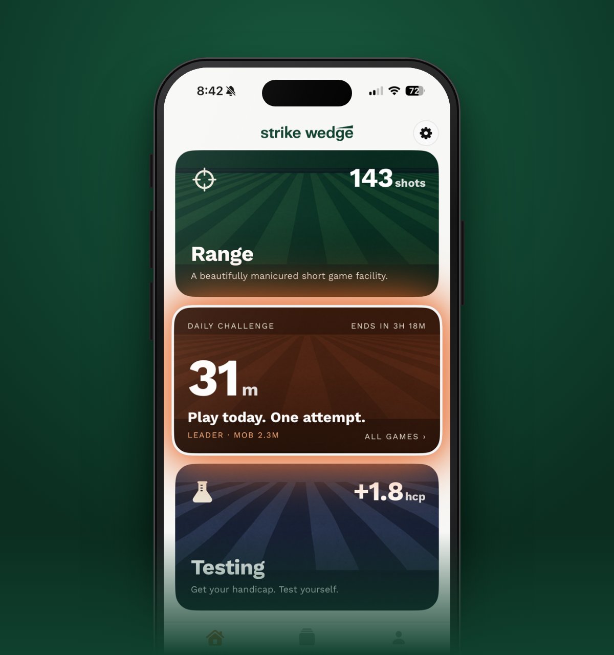 Strike Wedge Launch home screen with the Daily Challenge